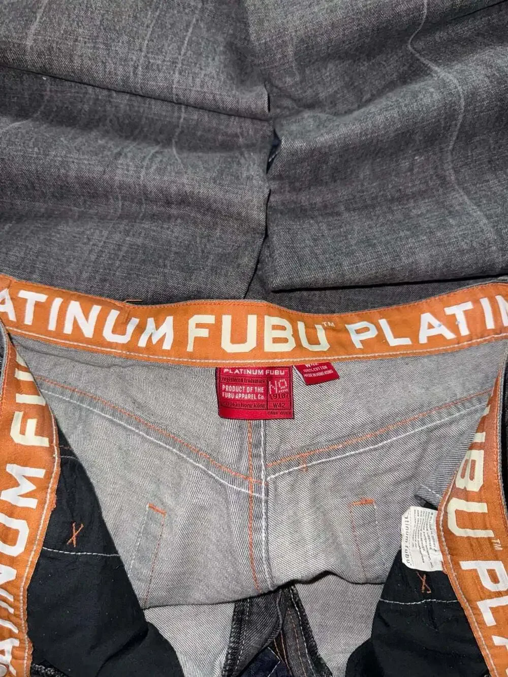 Platinum FUBU Fat Albert Vintage Baggy Black Denim Jeans Size W42